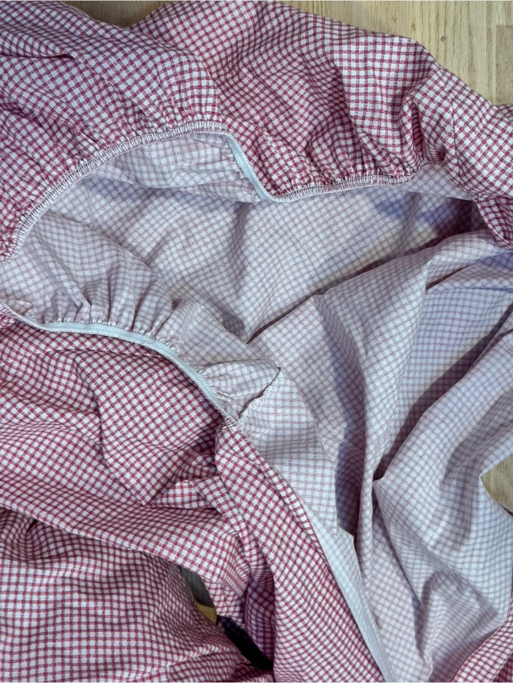 Wamsutta |  Red Gingham TWIN Size Fitted Sheet / Cotton blend